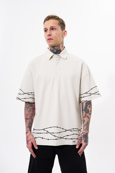 Machinist Ανδρικό μπλουζάκι Oversize Grey - Barbed Wire Printed