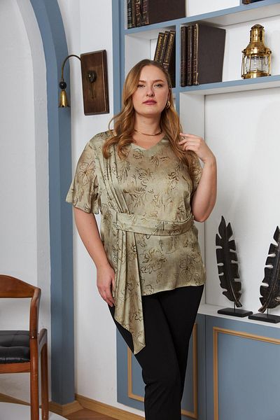 RMG Large Size Green Blouse - Belt Accessory