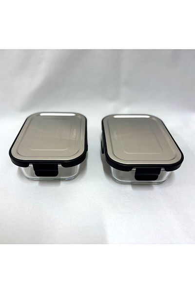 Cooker حاوية تخزين زجاجية سوداء سعة 640 مل (2 قطعة)