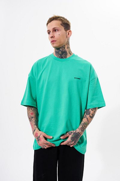 Machinist Ανδρικό μπλουζάκι από μασίφ Basic βαμβακερό Oversize πράσινο