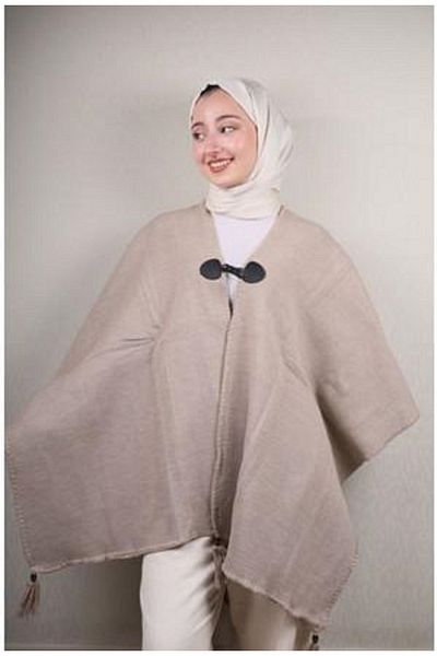 ÇALIKUŞU TRİKO Wren Knitwear Poncho, Shawl M2215 Mink