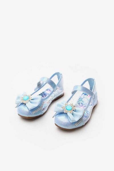 Le Mabelle Blue Transparent Snowflake Bow Girls' Ballerina Shoes
