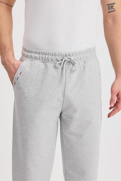 COMEOR Erkek Yanları Cepli Gri Bermuda Diz Altı Kapri Beli Ayarlanabilir Lastikli Uzun Şort