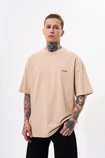 Machinist Ανδρικό μπλουζάκι Oversize Μπεζ βαμβακερό - Basic Style