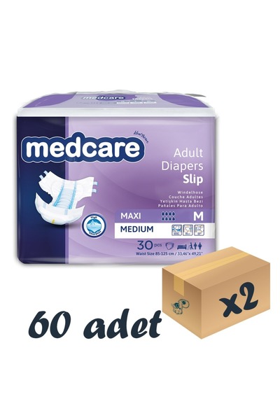 MEDCARE Maxi Bel Bantlı Hasta Bezi 8 Damla Medium Orta Boy M Beden 30'lu 2 Pa...