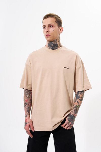 Machinist Ανδρικό μπλουζάκι Oversize Μπεζ βαμβακερό - Basic Style