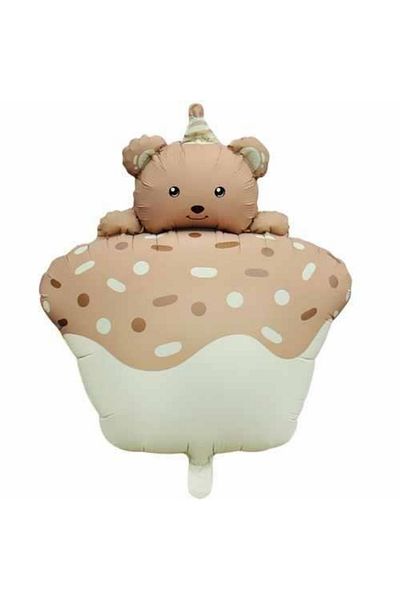Paparti 73 cm Caramel Retro Teddy Bear Cake Baby Shower Foil Balloon Suitable for Helium