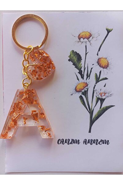 demirbasavm سلسلة مفاتيح مصنوعة يدويًا بحرف A خاصة لعيد الأم