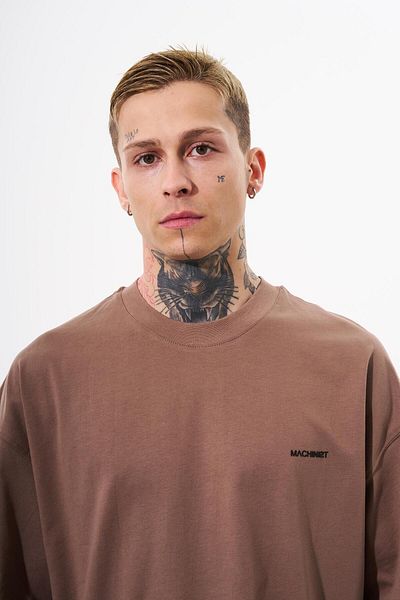 Machinist Ανδρικό μπλουζάκι Basic Cotton Oversize καφέ