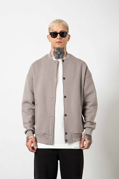 Machinist Ice Grey Oversize College Παλτό με κουμπωτά