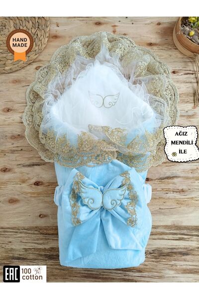 Tomuycuk Bebe بطانية أطفال أولادي باللون الأزرق مصنوعة من القطن الطبيعي بنسبة...