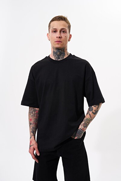 Machinist Ανδρικό μπλουζάκι Basic μονόχρωμο βαμβακερό oversize μαύρο