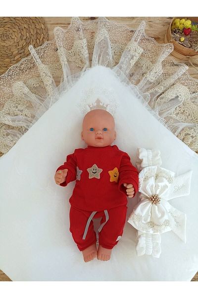 Tomuycuk Bebe Sahra Stars Crowned Baby Boy / Girl Unisex Swaddle Ecru