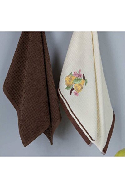 MAXSTYLE منشفة مطبخ قطن كمثرى 2 قطعة بني كريمي 40x60