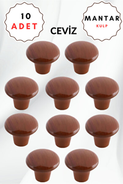 ALPAKS Buton din plastic ciupercă, rotund, din nuc, mâner pentru sertar pentru mobilier, pachet de 10 – design durabil