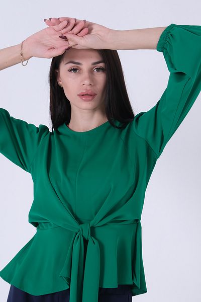 Feminist Bluză cu detaliu cravată în talie verde 0806546