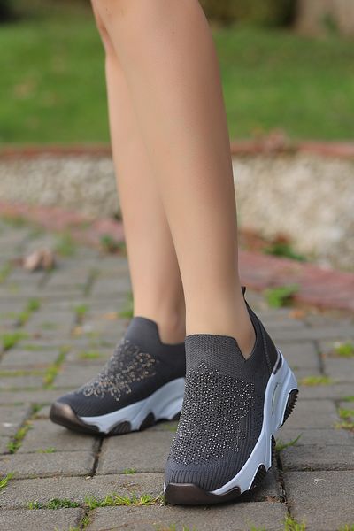 kajal ayakkabı Dnr 205 Stone Patterned Knitwear Casual Shoes