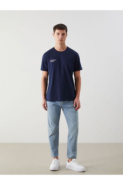 LC Waikiki Νέα σεζόν Crew Neck κοντομάνικο εμπριμέ χτενισμένο βαμβακερό ανδρικό Tisort - S5J861Z8