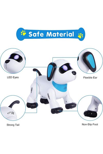 AWH Remote Control Robot Dog Toy, Programmable Dancing Dog with LED Eyes, Interactive Toy for Kids