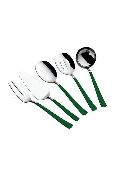Dame Marie Silver Green 5 Piece Small Sauce Ladle Set Serving Set