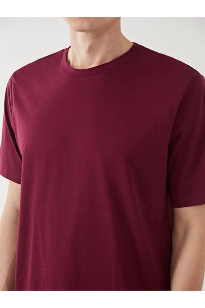 LC Waikiki Tricou pentru bărbați din bumbac pieptănat cu decolteu maro de bază LCWAIKIKI