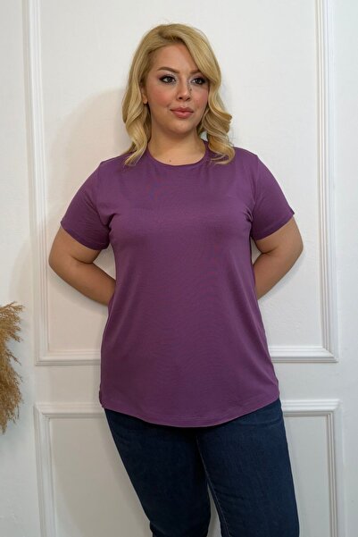 tarzımsüper Plus Size New Season Comfort Model Crew Neck Short Sleeve Combed Cotton Tunic T-Shirt