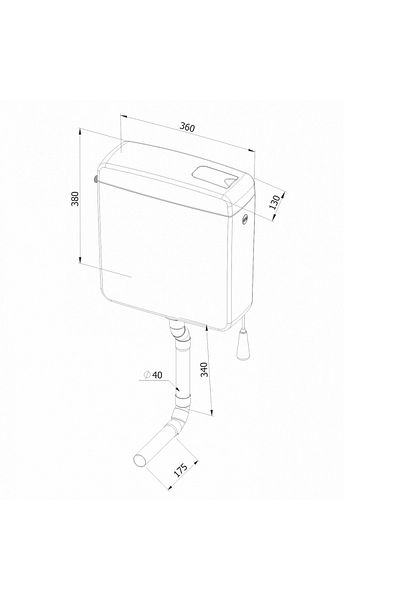 MEGA Rezervor / bazin WC suspendat aparent, alimentare inferioara, montaj semiinaltime, alb