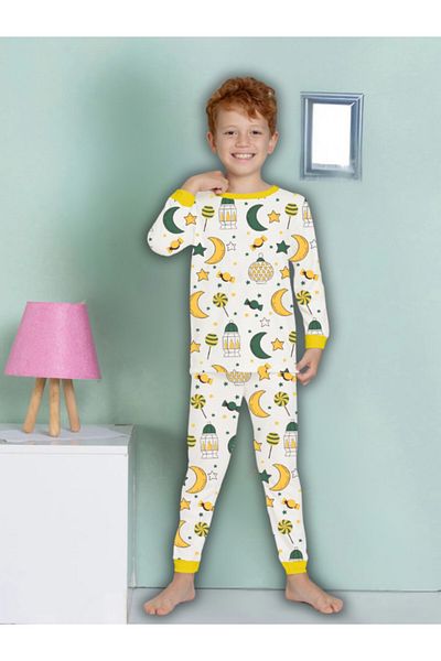 MADALİNA Set de pijamale pentru băiat, 100% bumbac, roșu, cu model de Crăciun