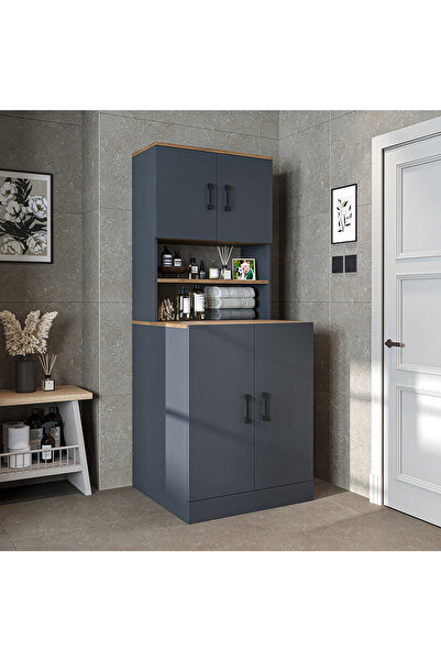 ROOMART Çamaşır-Kurutma Makinesi Dolabı Kapaklı Banyo Dolabı