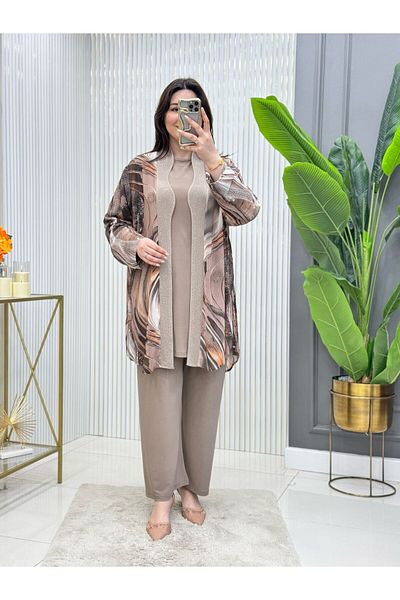 GK Σετ τουνίκ 3 τεμαχίων Sandy Chiffon Plus Size