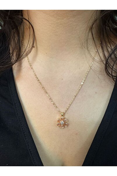 Asef Hediye قلادة سلسلة زهرة الكاميليا من حجر الزركون الذهبي الفاخر (تتوفر خي...