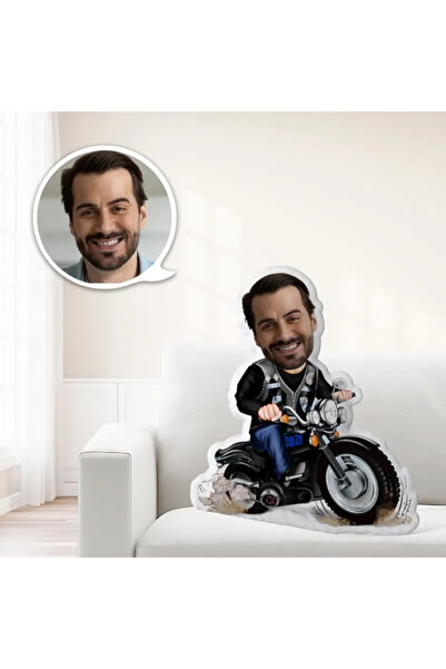 Hediyefoni Kişiye Özel Motorcu Erkek Şekilli Yastık