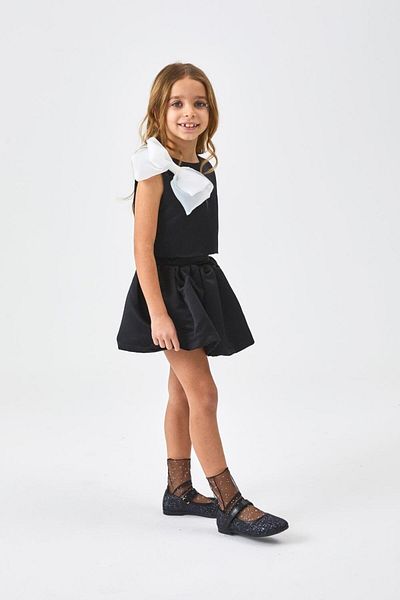 Le Mabelle Girl's Double Suit with Black Organza Bow - Gale