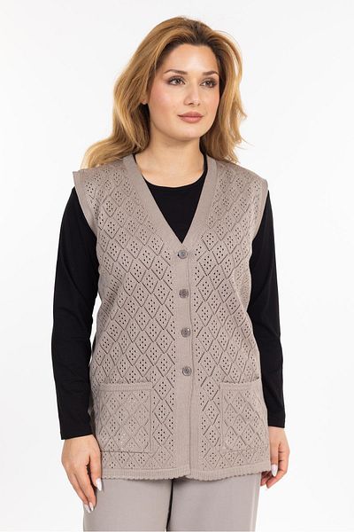 Mutlu City Women's Middle-Aged and Above Mercerized Pocket Buttoned Rolax Mother Vest 750