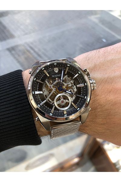 Wainer Automatic Men's Wrist Watch and Automatic Cufflink