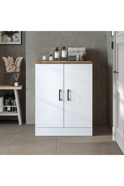 ROOMART Çamaşır-Kurutma Makinesi Alt Dolabı Kapaklı Banyo Alt Dolap