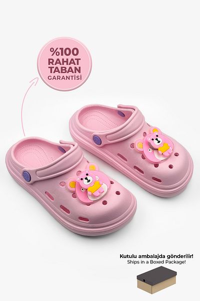 Beınsteps Girl's Slippers with Teddy Bear Figure School Nursery Beach Bathroom Pool Daily Girls' Slippers & Sandals