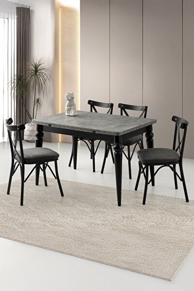 Sweet Home Masa Sandalye Yanlardan Açılır Yakamoz Retro Gümüş Masa Topkapı Ay...