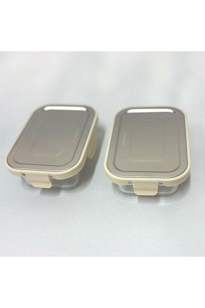 Cooker CKR3486 حاوية تخزين زجاجية 370 مل كريم 2 قطعة
