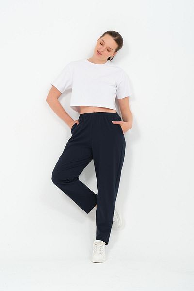 BUSA Large Size Gabardine Fit Classic Trousers Dark Blue