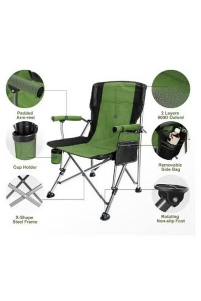 smart home كرسي تخييم قابل للطي، وجيب تخزين جانبي وحامل أكواب