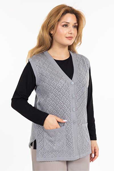 Mutlu City Women's Middle-Aged and Above Mercerized Pocket Buttoned Rolax Mother Vest 750