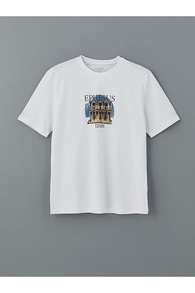LC Waikiki Ανδρικό μπλουζάκι LCW Crew Neck με εμπριμέ χτενισμένο βαμβάκι