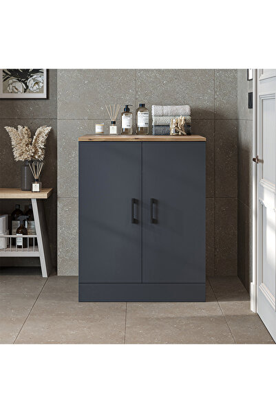 ROOMART Çamaşır-Kurutma Makinesi Alt Dolabı Kapaklı Banyo Alt Dolap