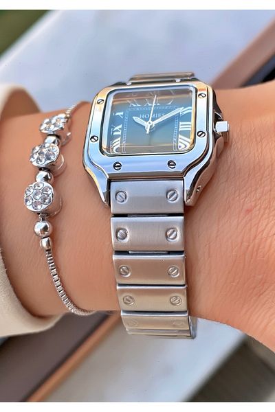 Homies Brand Silver Color Women's Wristwatch with Bracelet Gift