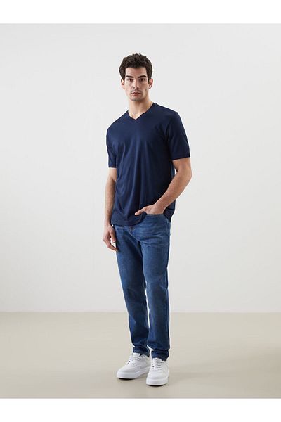 LC Waikiki New Season V Neck Combed Cotton Ανδρικό Tisort - S5FS72Z8