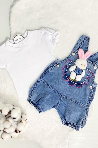 VERONA TARZ Baby Girl and Boy Jean Sleeve Sleeve Top Combination 2Pcs Summer Clothes