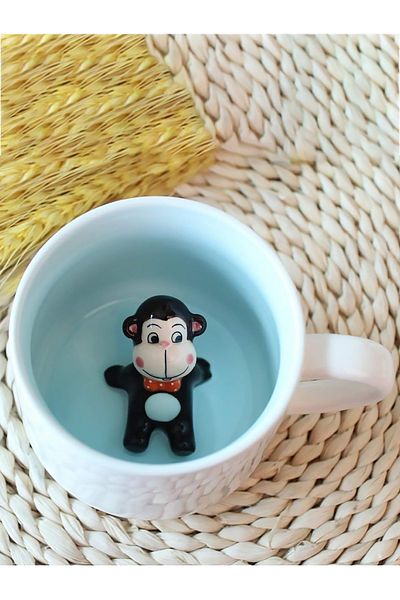 MUKKO HOME 3D Porcelain Mug – with Cute Monkey Figure, 350 Ml, Fun and Stylish Design