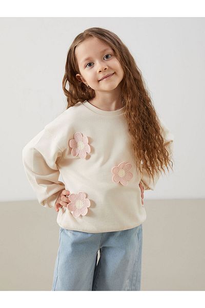 LC Waikiki Lcw Crew Neck Floral Baby Girl Sweatshirt Fast Fashion