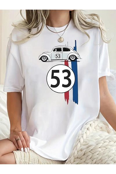 JDM Casual στρογγυλή λαιμόκοψη κοντομάνικο γεωμετρικό αυτοκίνητο με στάμπα για γυναίκες, μοντέρνο μπλουζάκι Unisex